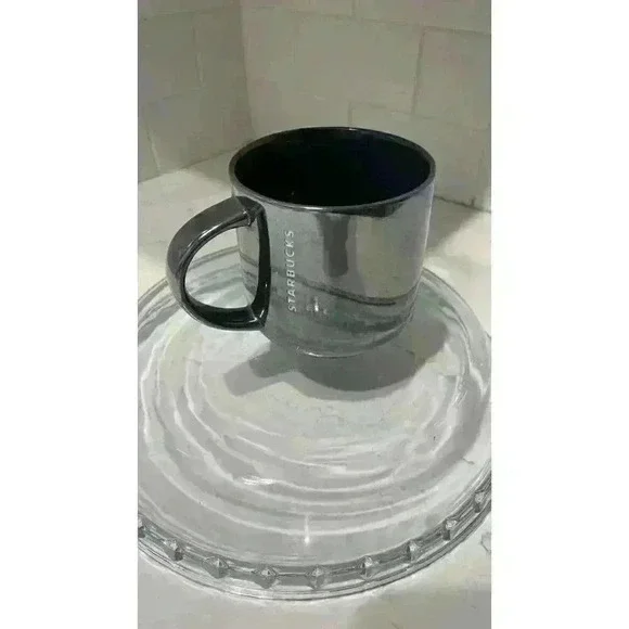 Starbucks 2013 Gray 14oz Gunmetal Embossed Iridescent Metallic Coffee Mug Cup - Picture 1 of 9